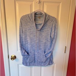 Sz Xs funnel neck sweater! T by Talbots!Heather blue with/ pockets!Great shape!
